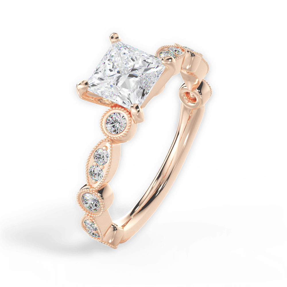 14kt Rose Gold/18kt Rose Gold/princess/side