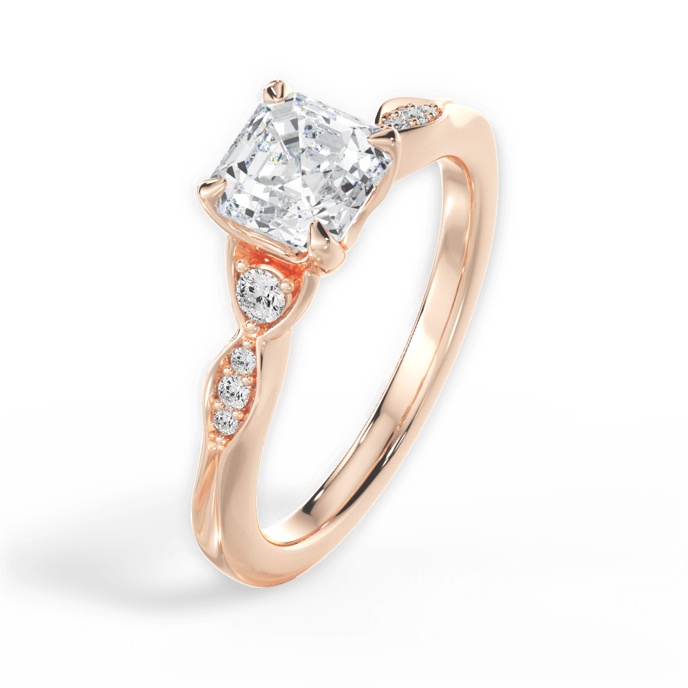 14kt Rose Gold/18kt Rose Gold/asscher/side