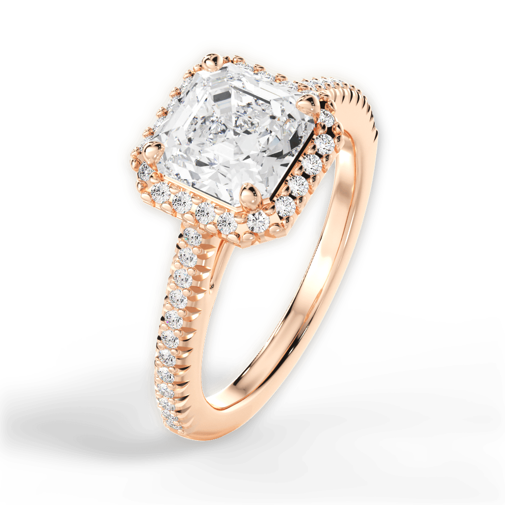 14kt Rose Gold/18kt Rose Gold/asscher/side