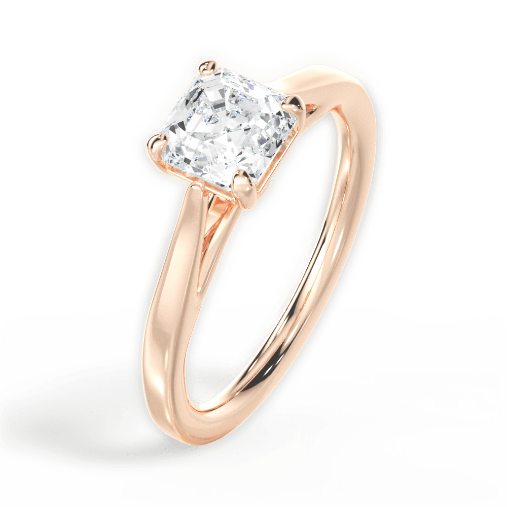 14kt Rose Gold/18kt Rose Gold/asscher/side