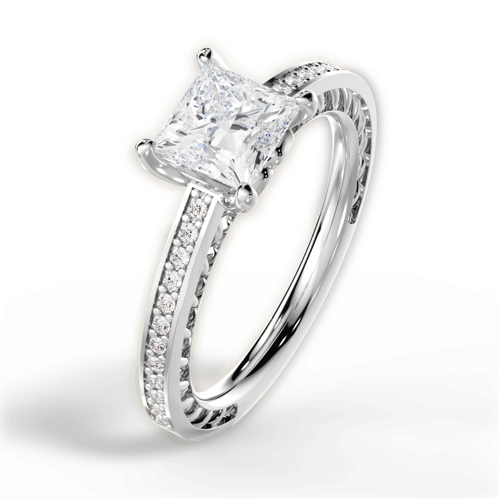 14kt White Gold/18kt White Gold/Platinum/princess/side