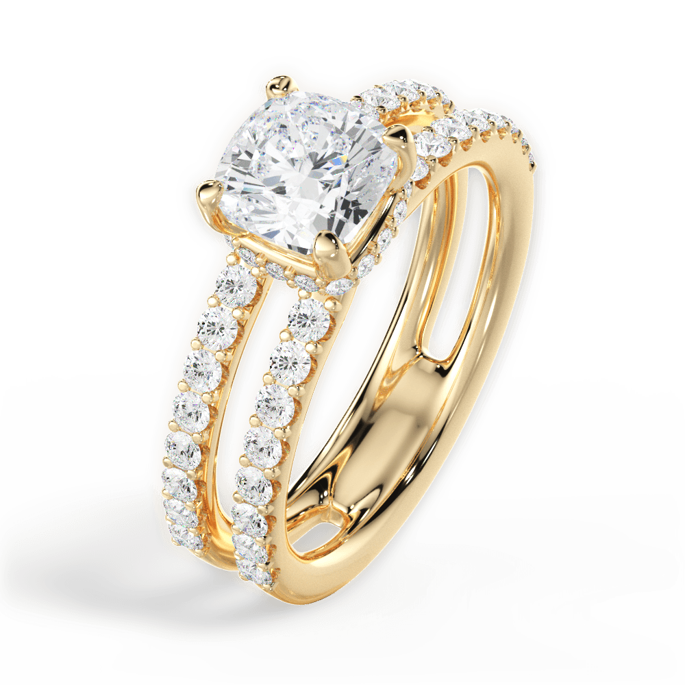 14kt Yellow Gold/18kt Yellow Gold/cushion/side