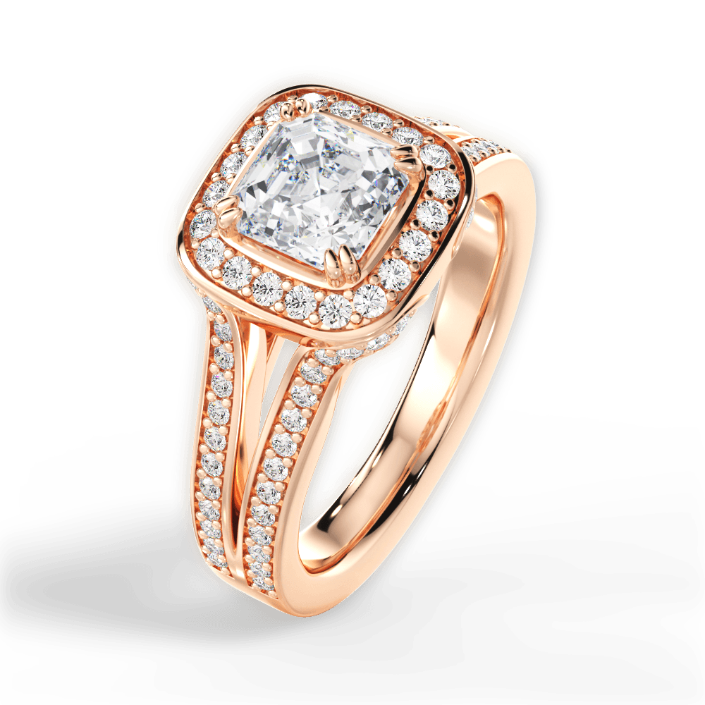 14kt Rose Gold/18kt Rose Gold/asscher/side