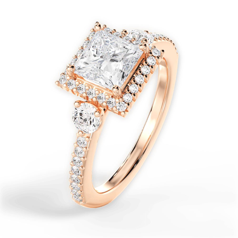 14kt Rose Gold/18kt Rose Gold/princess/side