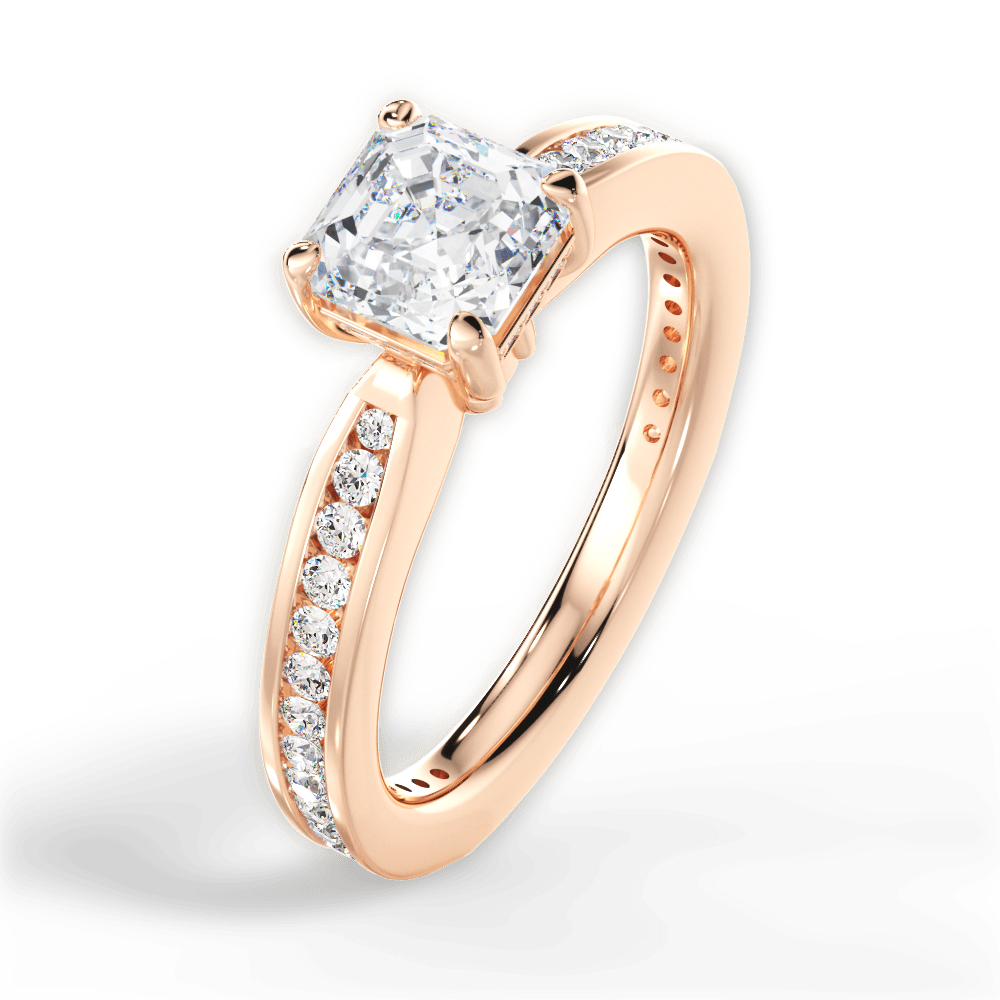 14kt Rose Gold/18kt Rose Gold/asscher/side