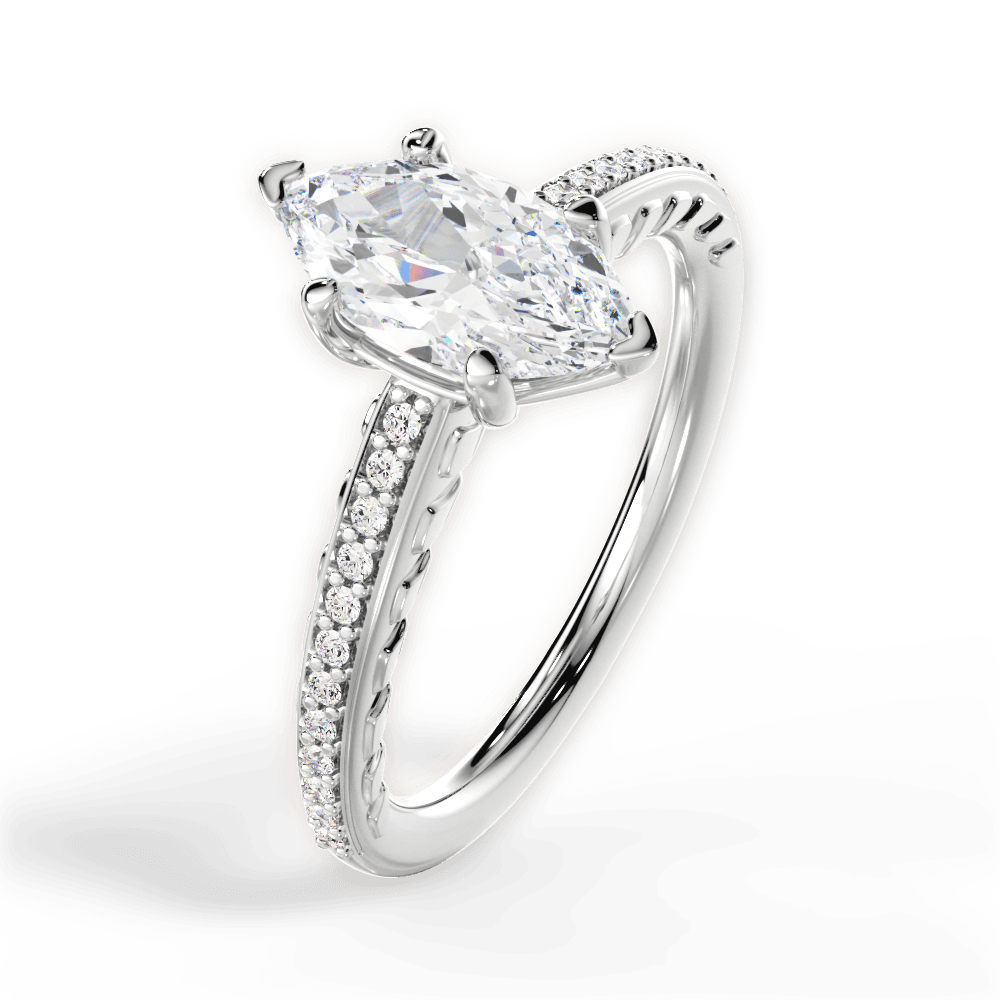 14kt White Gold/18kt White Gold/Platinum/marquise/side