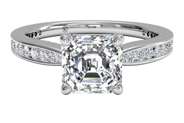 sidestone asscher-cut diamond engagement ring