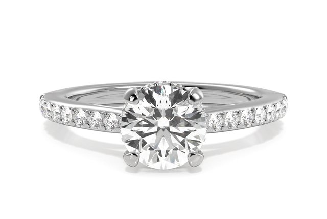 silver-colored engagement ring