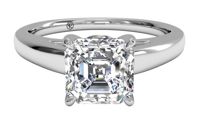 solitaire asscher cut diamond engagement ring