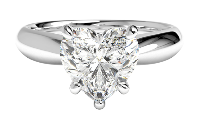 solitaire heart shaped diamond engagement ring