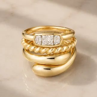 yellow gold stacking rings