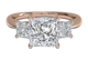 princess cut three stone engagement ring