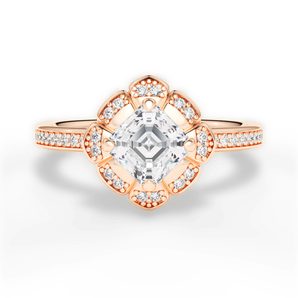 14kt Rose Gold/18kt Rose Gold/asscher/top