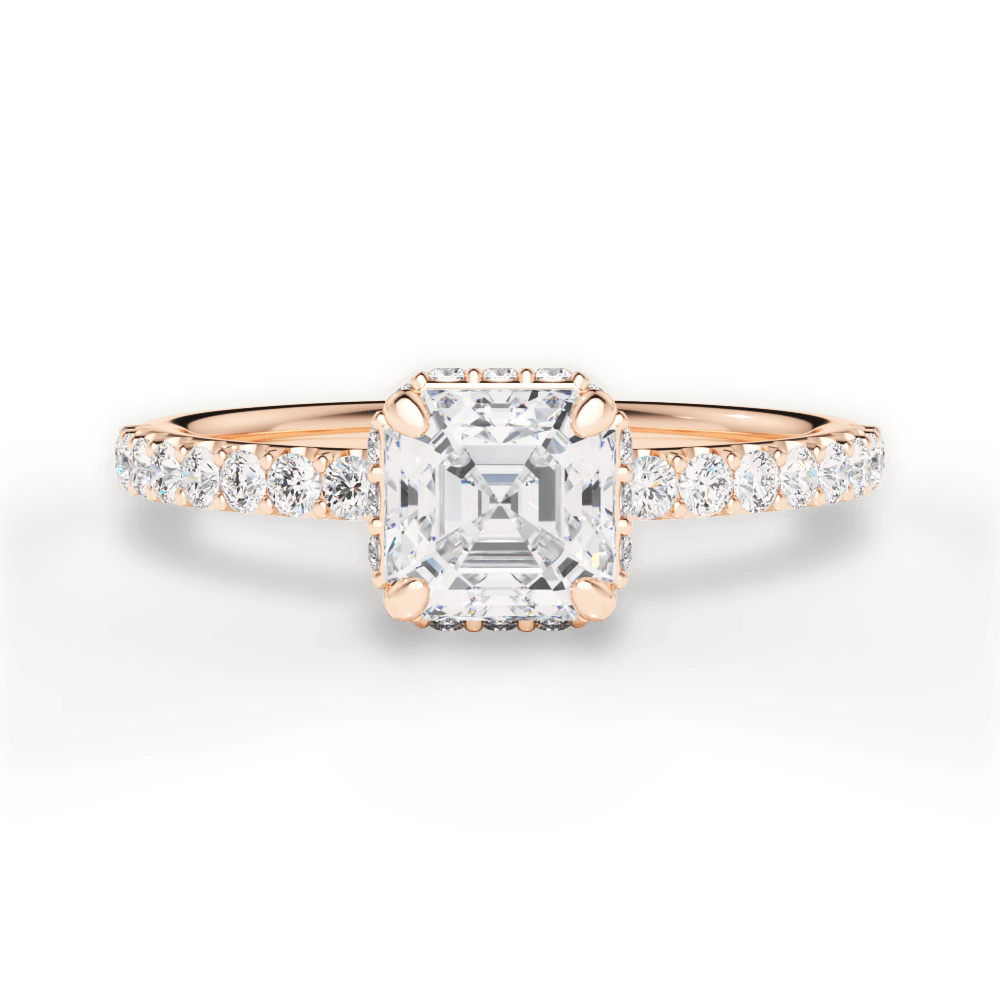 14kt Rose Gold/18kt Rose Gold/asscher/top