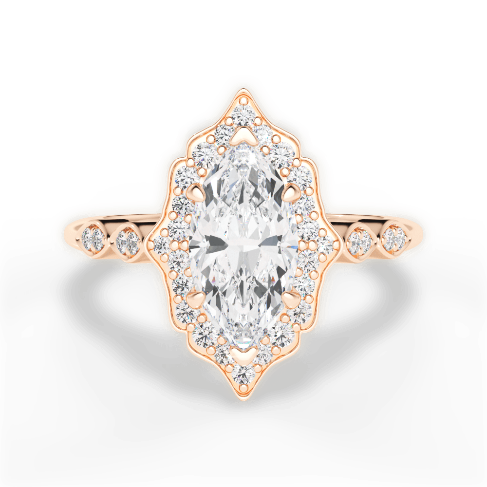 14kt Rose Gold/18kt Rose Gold/marquise/top
