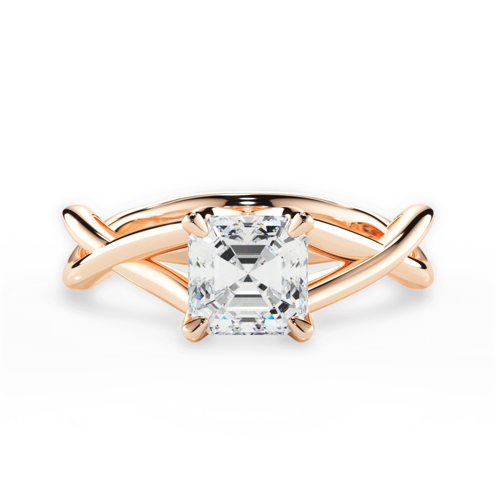 14kt Rose Gold/18kt Rose Gold/asscher/top
