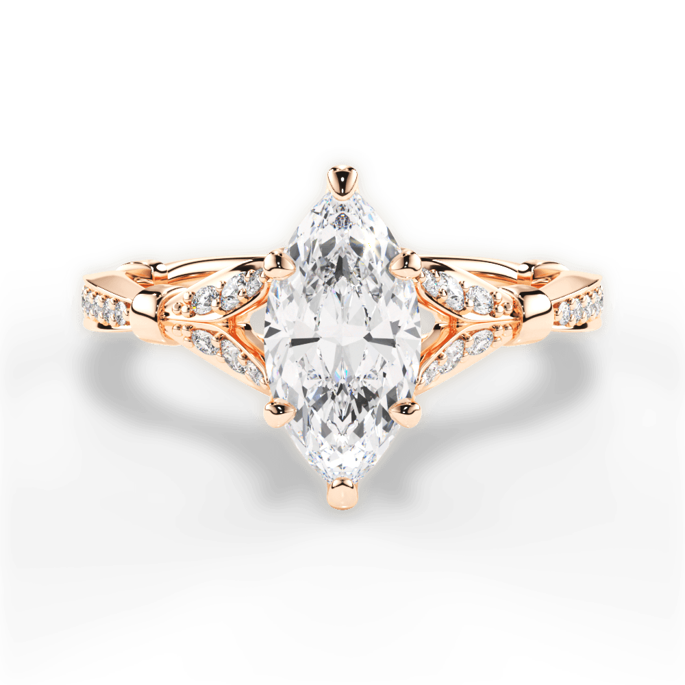 14kt Rose Gold/18kt Rose Gold/marquise/top