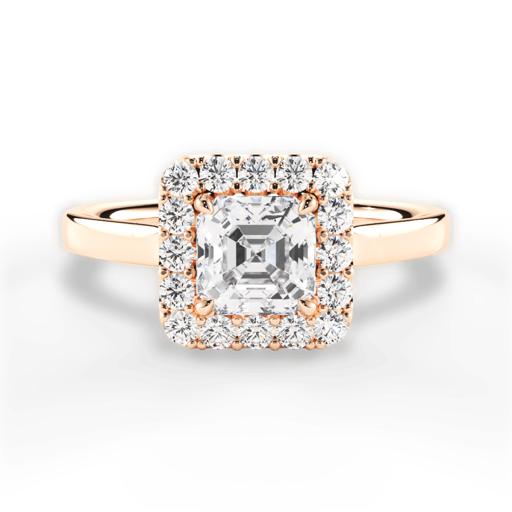 14kt Rose Gold/18kt Rose Gold/asscher/top