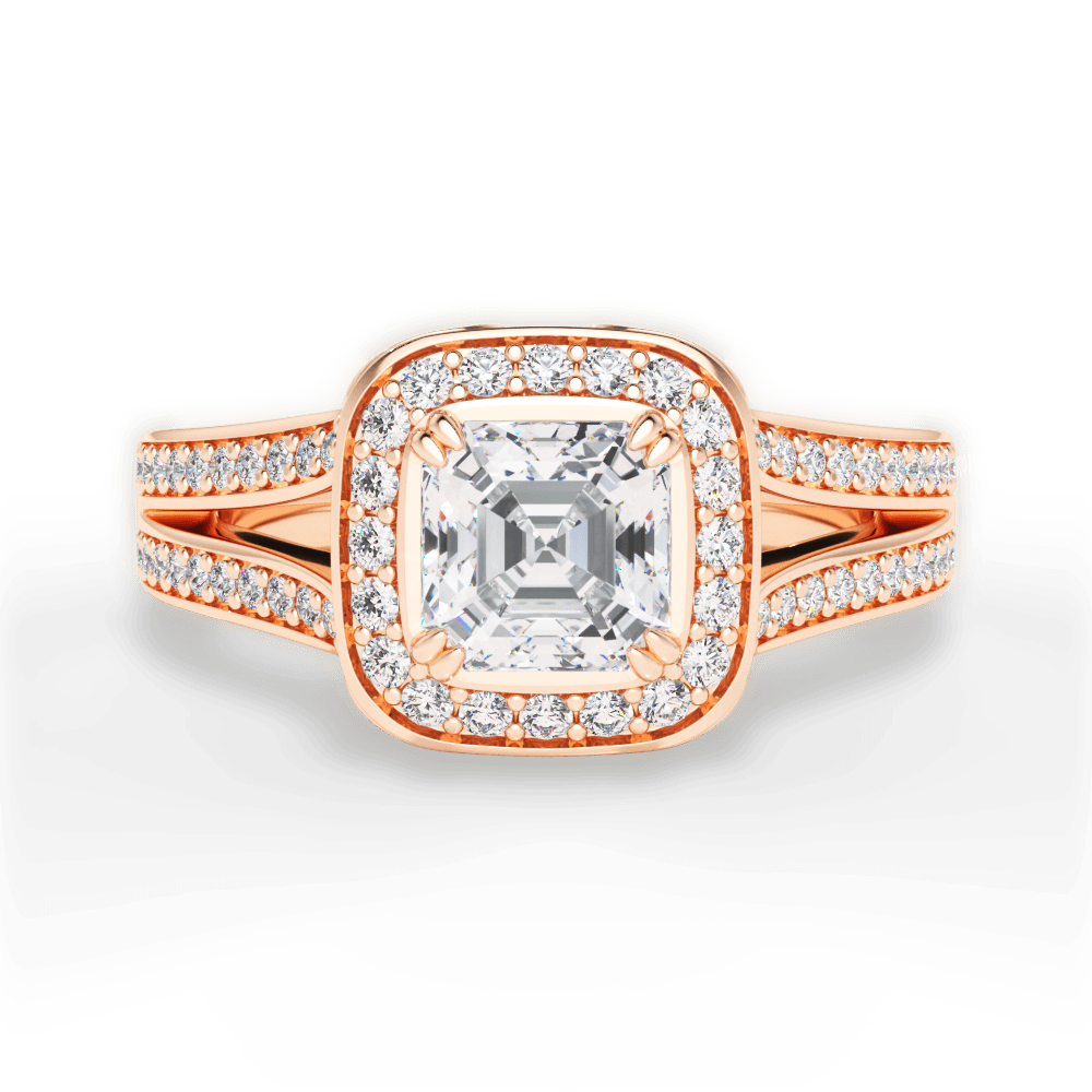 14kt Rose Gold/18kt Rose Gold/asscher/top