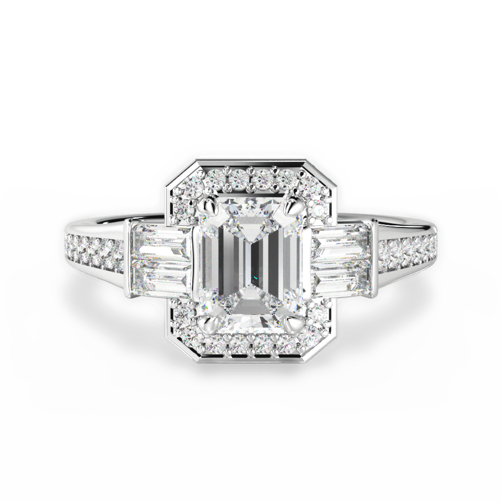 14kt White Gold/18kt White Gold/Platinum/emerald/top