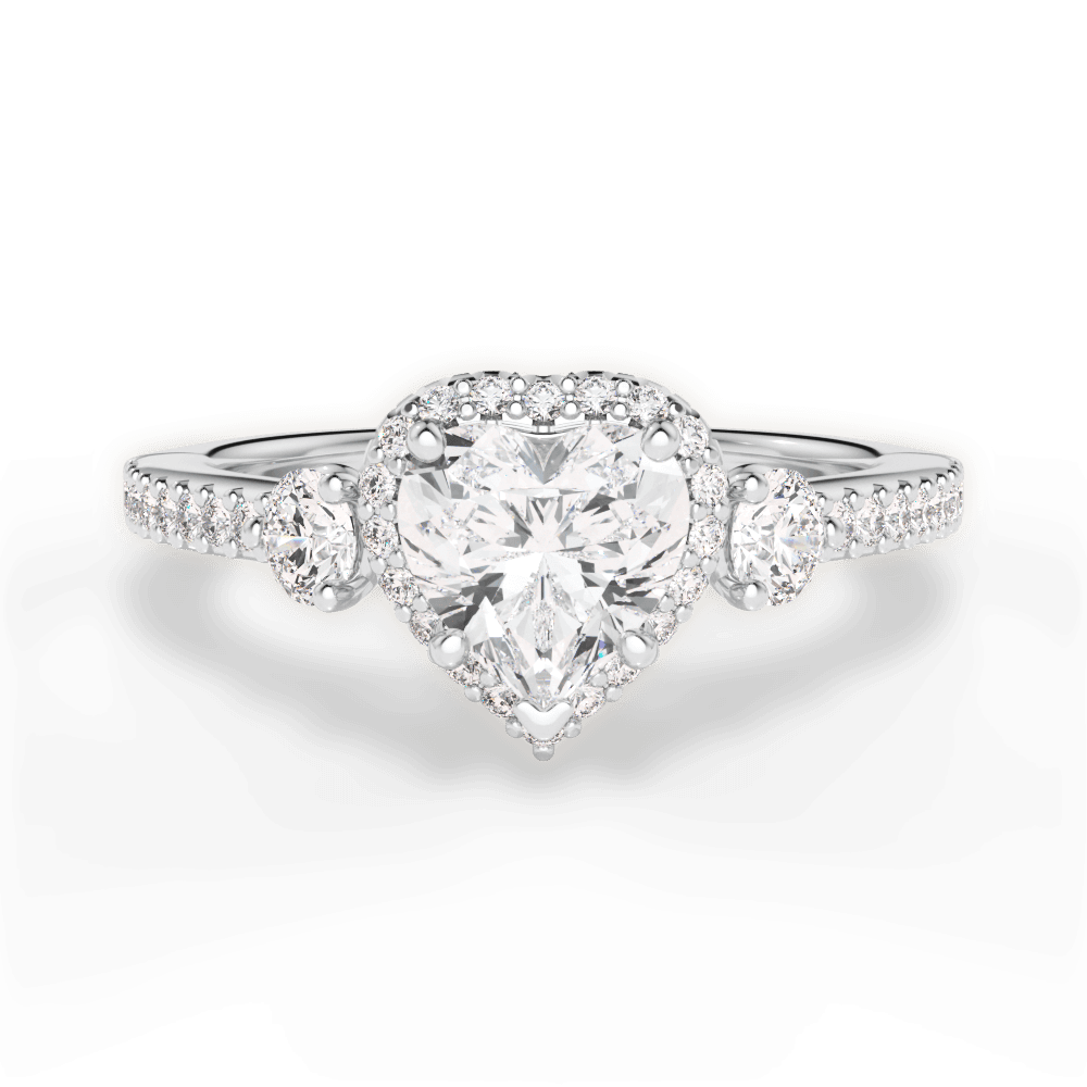 14kt White Gold/18kt White Gold/Platinum/heart/top