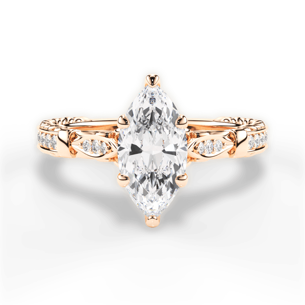 14kt Rose Gold/18kt Rose Gold/marquise/top