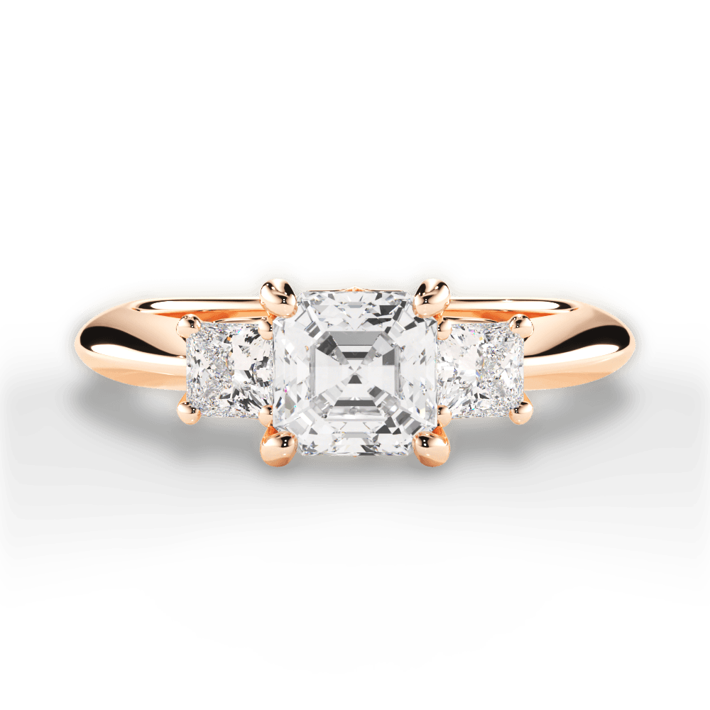 14kt Rose Gold/18kt Rose Gold/asscher/top