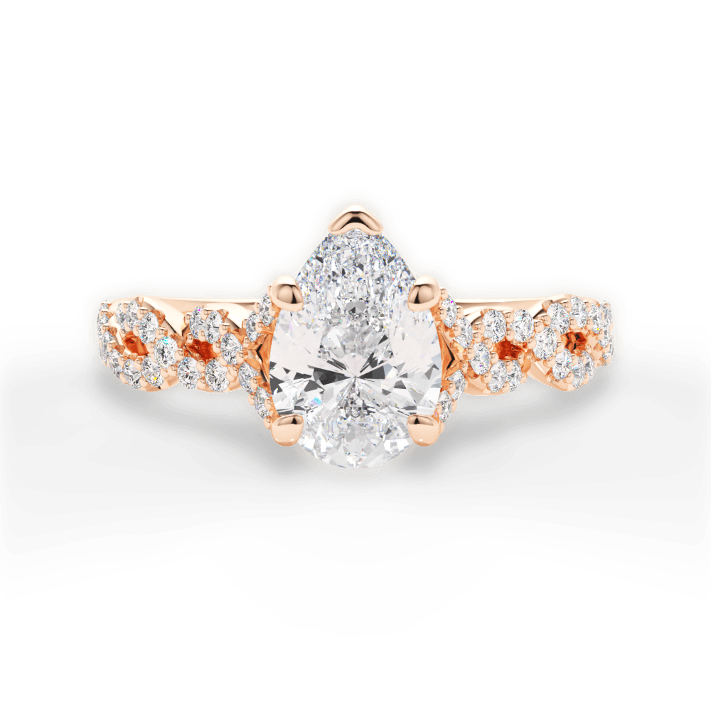 14kt Rose Gold/18kt Rose Gold/pear/top