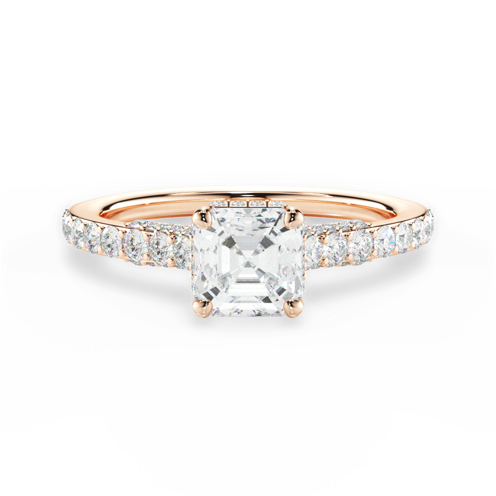 14kt Rose Gold/18kt Rose Gold/asscher/top