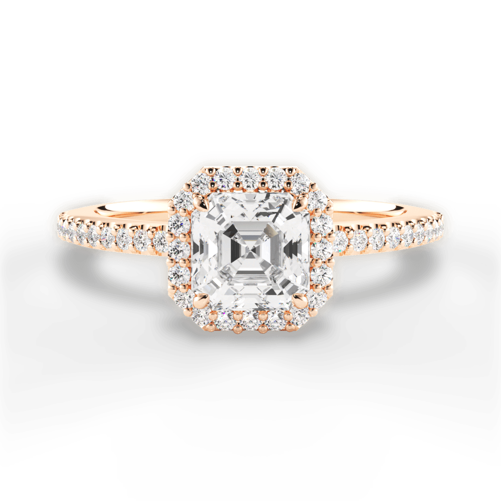 14kt Rose Gold/18kt Rose Gold/asscher/top