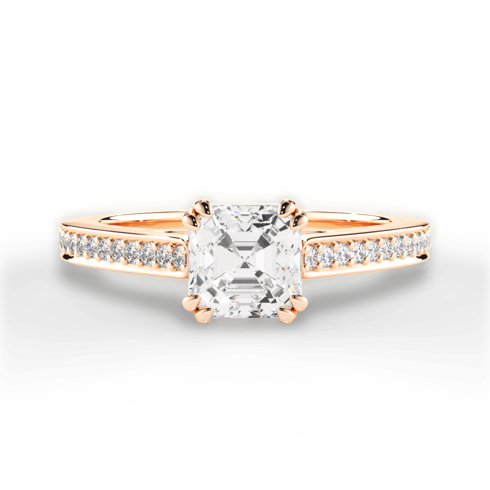 14kt Rose Gold/18kt Rose Gold/asscher/top