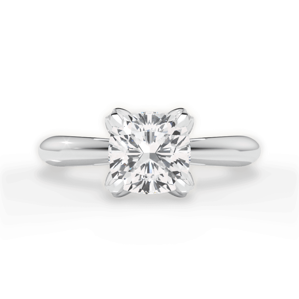 14kt White Gold/18kt White Gold/Platinum/cushion/top