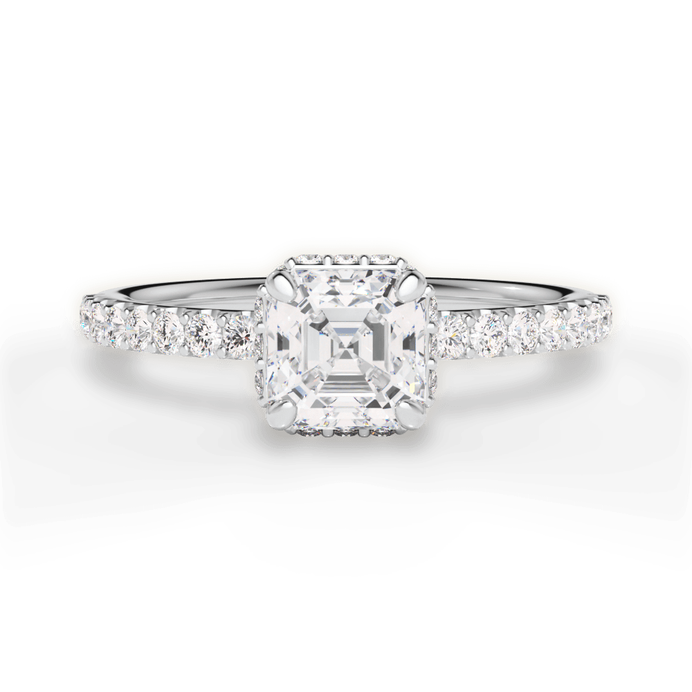 14kt White Gold/18kt White Gold/Platinum/asscher/top