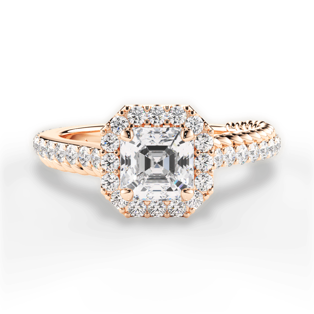 14kt Rose Gold/18kt Rose Gold/asscher/top