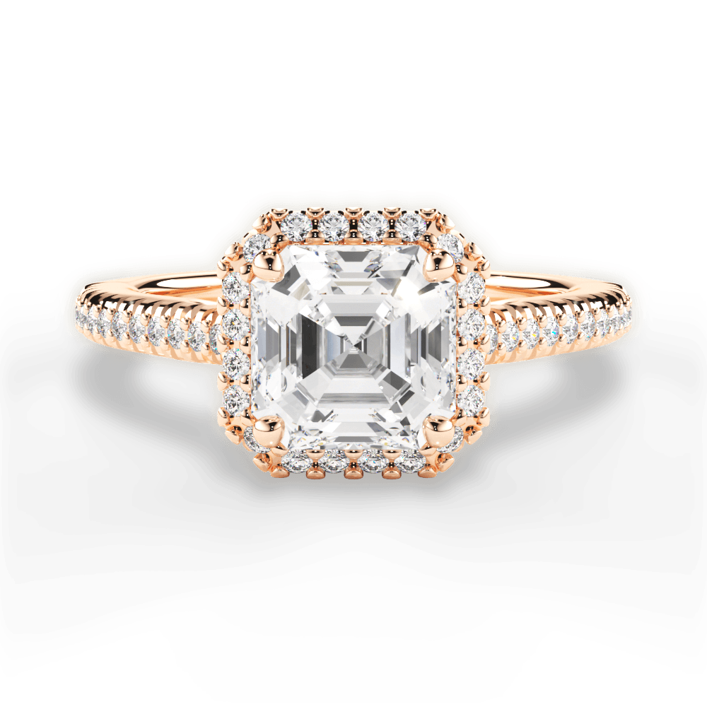 14kt Rose Gold/18kt Rose Gold/asscher/top