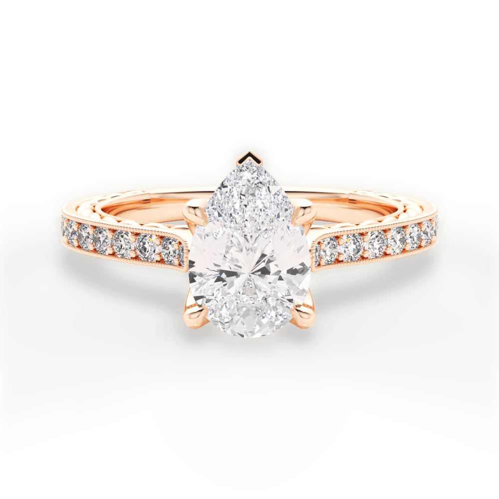 14kt Rose Gold/18kt Rose Gold/pear/top