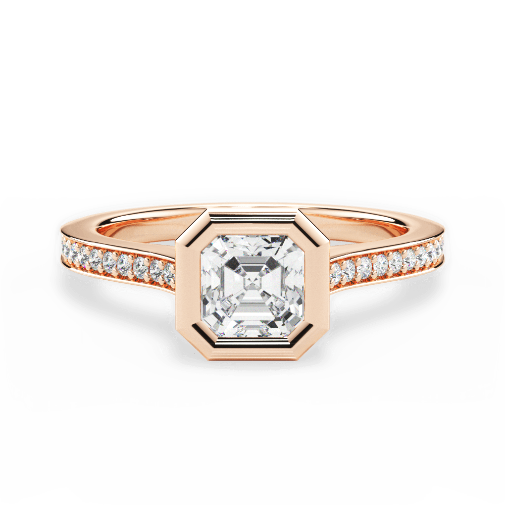 14kt Rose Gold/18kt Rose Gold/asscher/top