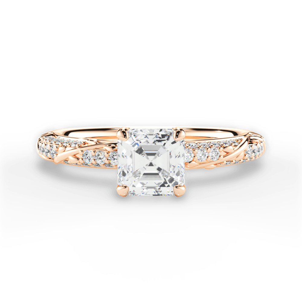 14kt Rose Gold/18kt Rose Gold/asscher/top