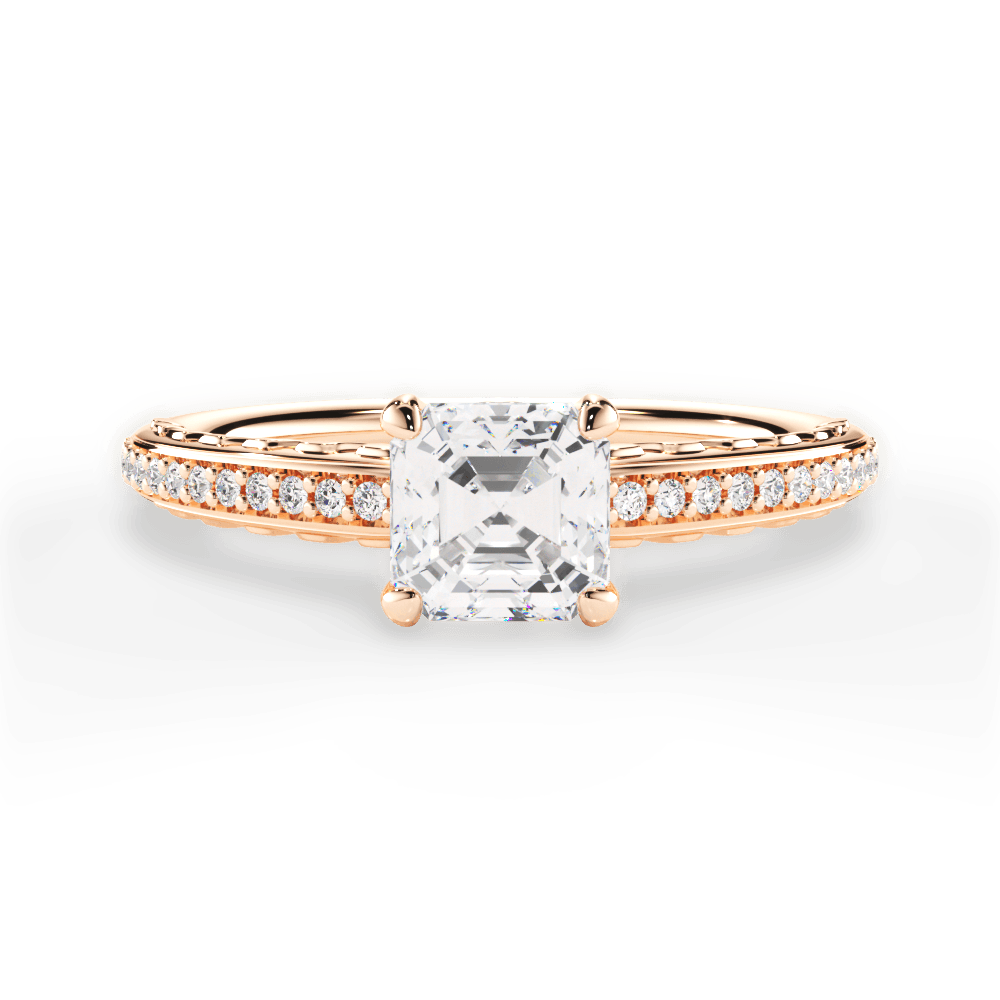 14kt Rose Gold/18kt Rose Gold/asscher/top