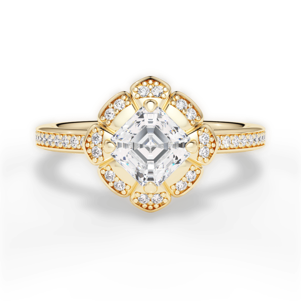 14kt Yellow Gold/18kt Yellow Gold/asscher/top