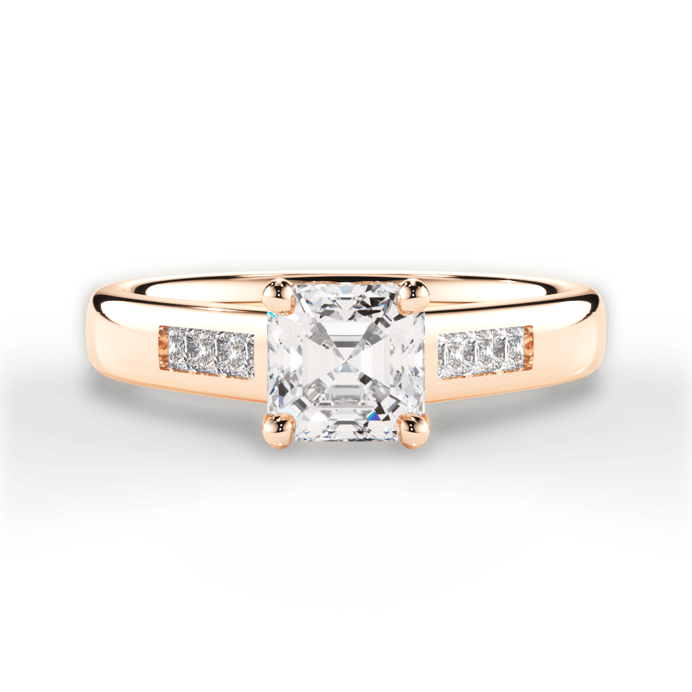 14kt Rose Gold/18kt Rose Gold/asscher/top