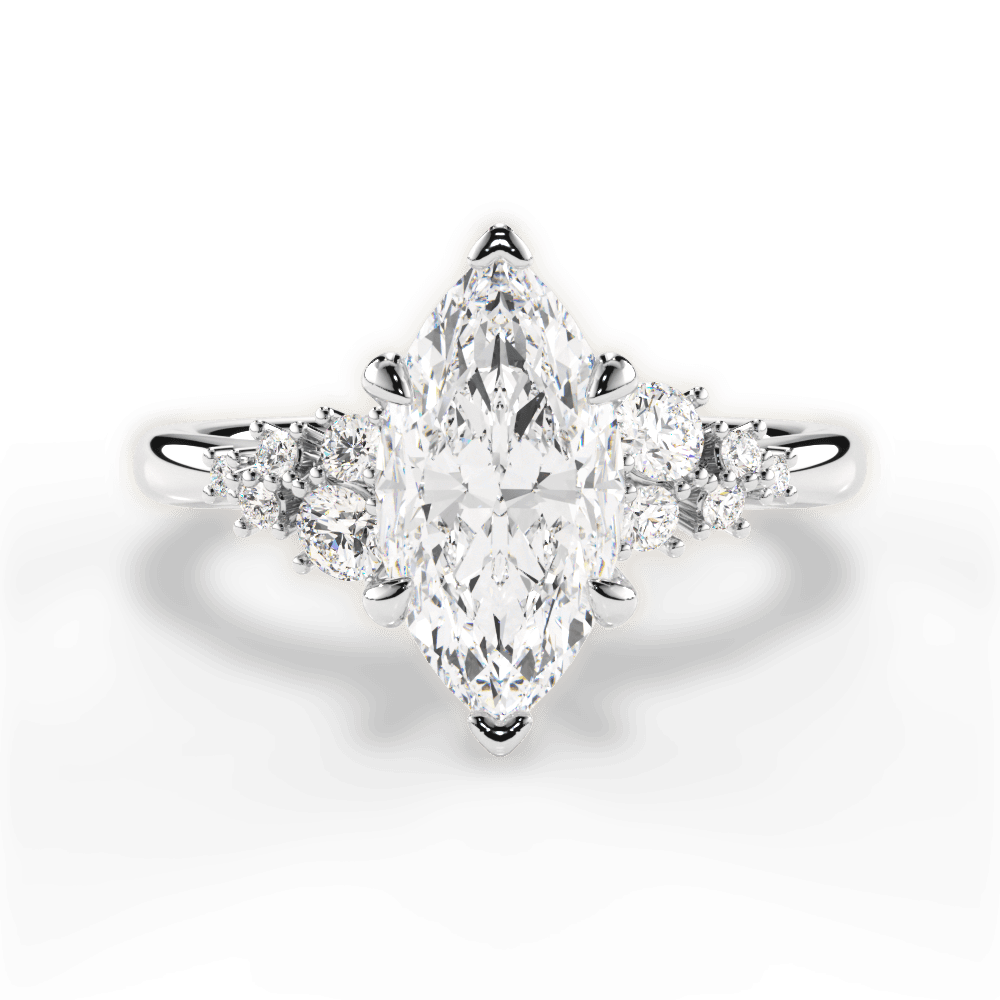 14kt White Gold/18kt White Gold/Platinum/marquise/top