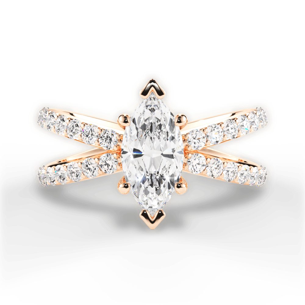 14kt Rose Gold/18kt Rose Gold/marquise/top