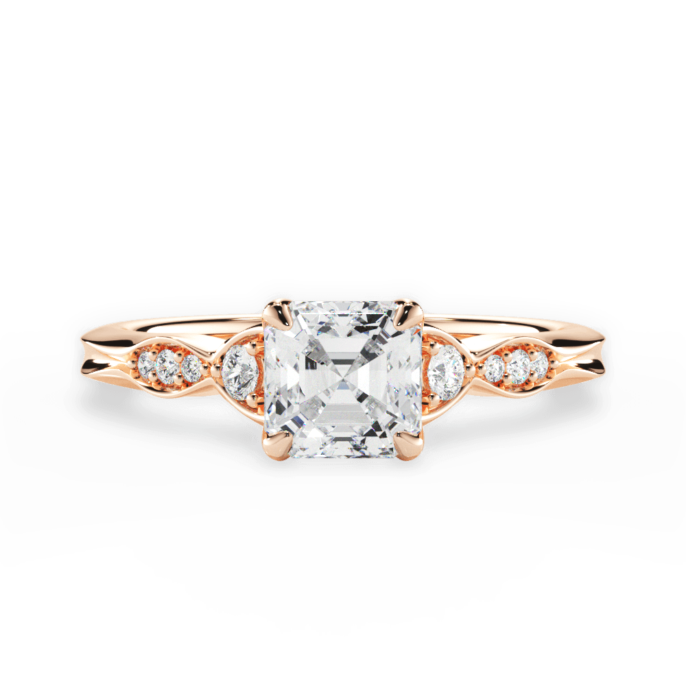 14kt Rose Gold/18kt Rose Gold/asscher/top