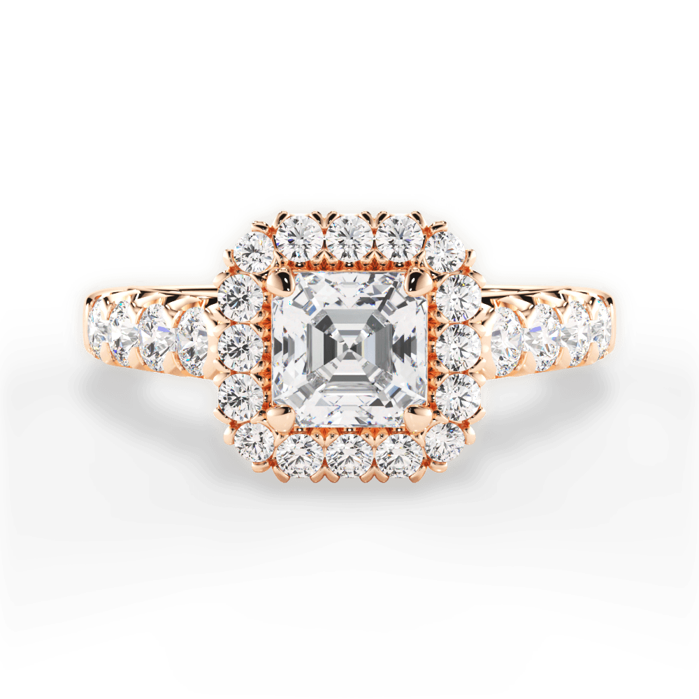 14kt Rose Gold/18kt Rose Gold/asscher/top