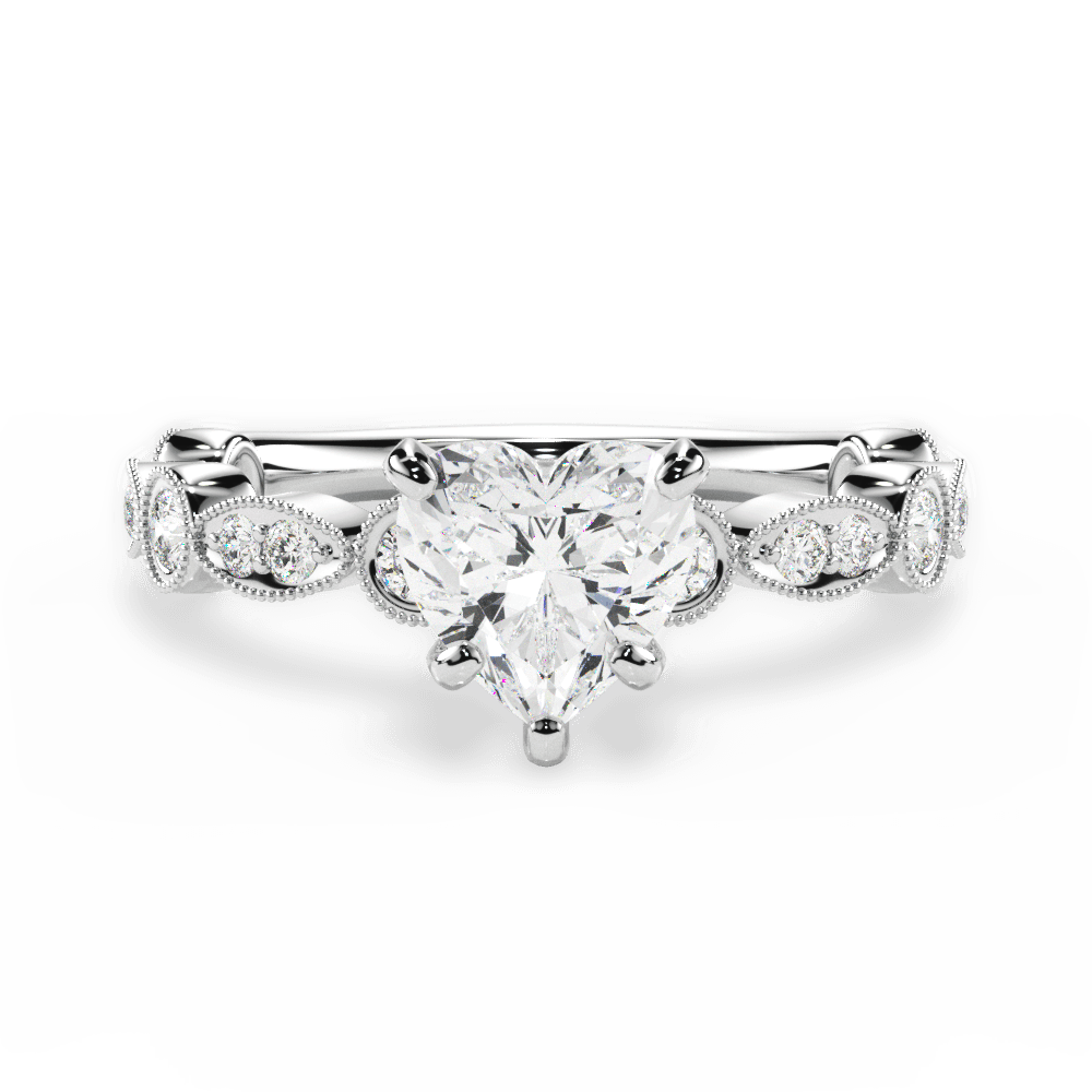 14kt White Gold/18kt White Gold/Platinum/heart/top