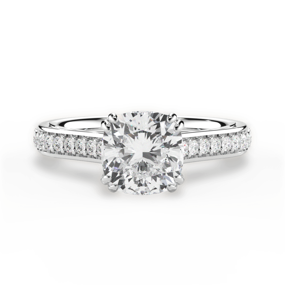 14kt White Gold/18kt White Gold/Platinum/cushion/top