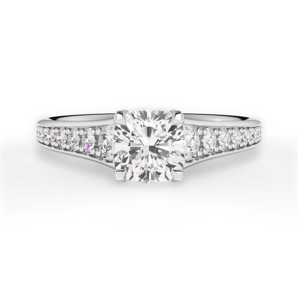 14kt White Gold/18kt White Gold/Platinum/cushion/top