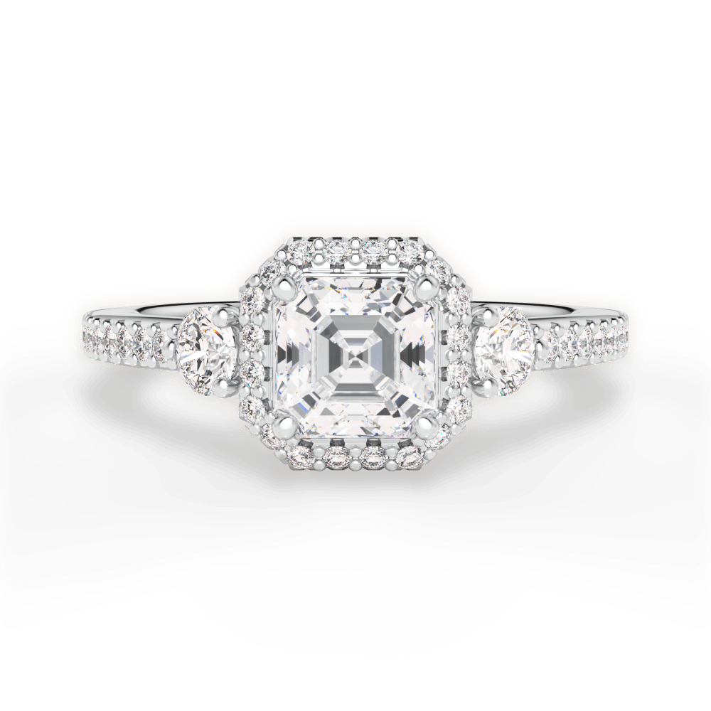 14kt White Gold/18kt White Gold/Platinum/asscher/top