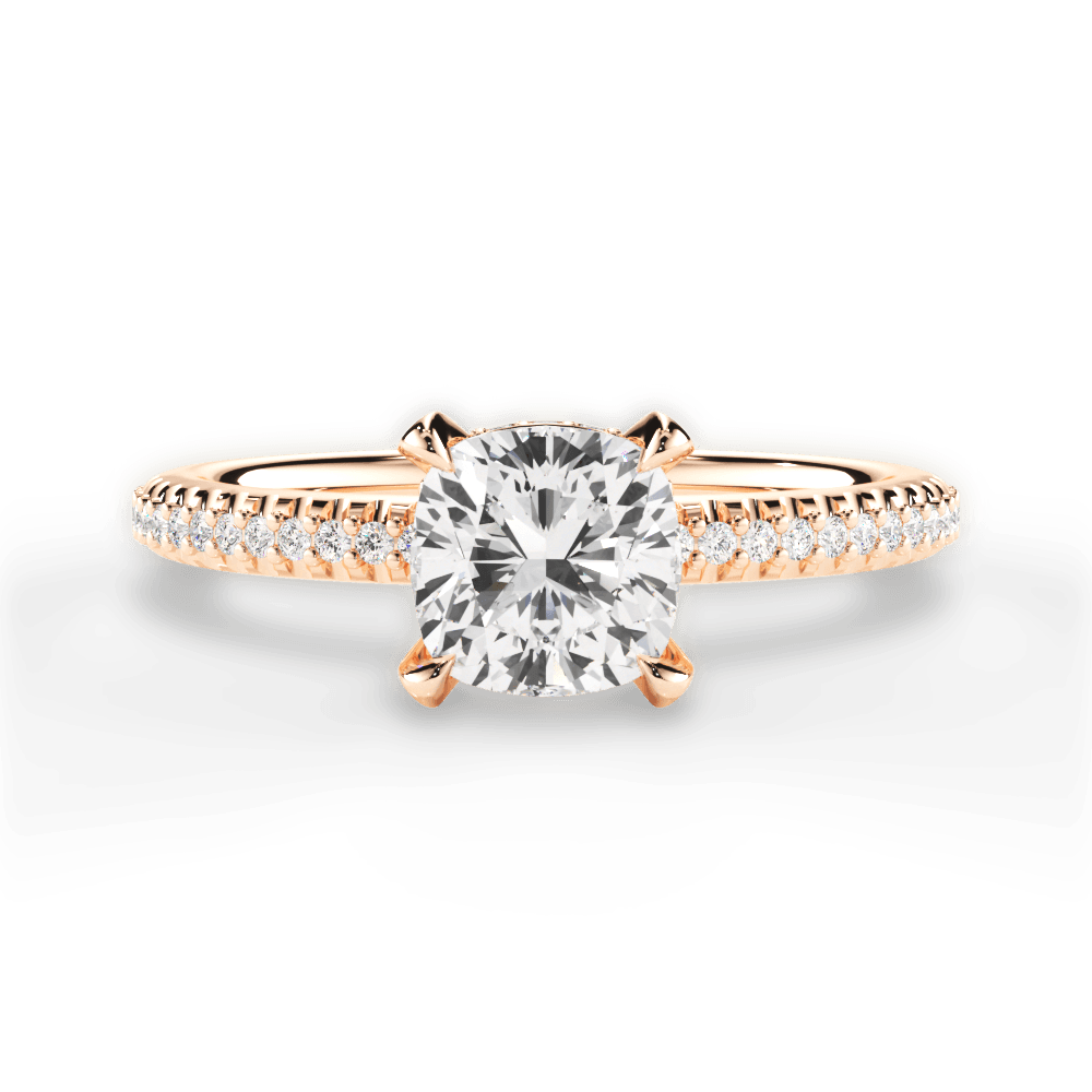 14kt Rose Gold/18kt Rose Gold/cushion/top